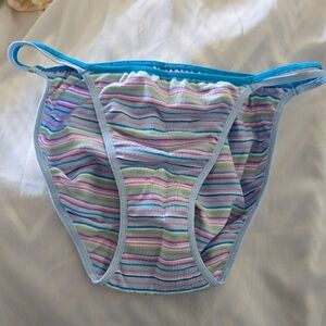 NWT Vintage Double String Pink Y2K Victoria's Secret Multicolor Striped Pant…